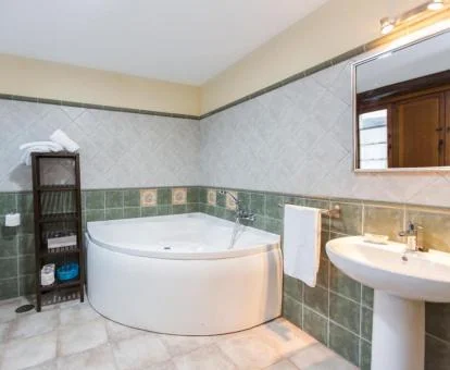 Amplio baño con jacuzzi privado del apartamento de un dormitorio de este establecimiento.