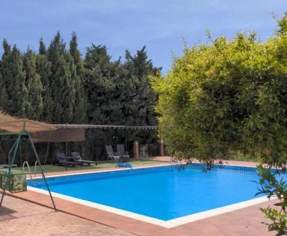 Piscina rodeada de vegetación de este hotel rural.