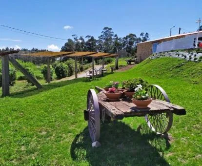 Zona exterior rodeada de jardines de este hotel rural.