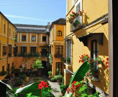 Preciosas casas con patios interiores que forman este hotel con encanto.