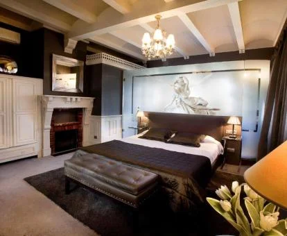 Una de las elegantes habitaciones dobles de este hotel rural.