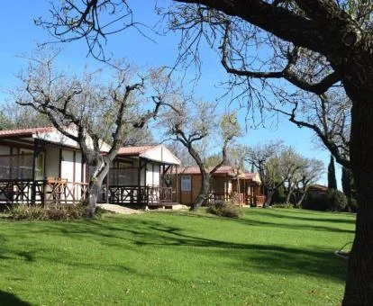 Acogedoras cabañas independientes de este establecimiento rural.