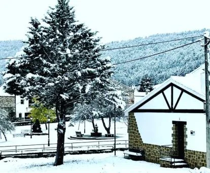 Acogedora casa rural en un bello entorno nevado.