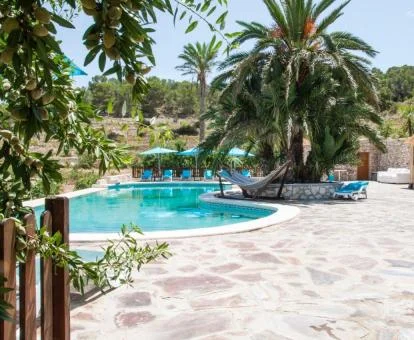 Preciosa piscina de este hotel rural rodeada de vegetación.