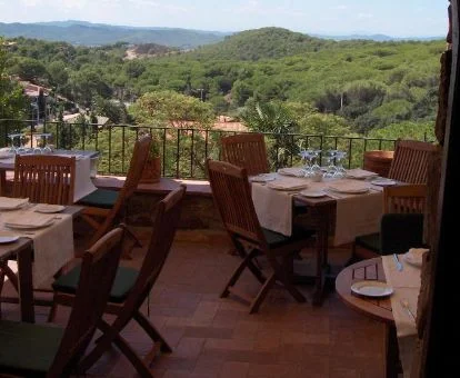 Comedor con espectaculares vistas a la naturaleza que rodea este hotel rural.