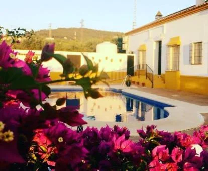 Acogedor hotel rural con zona exterior y piscina.