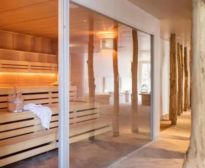 Sauna de las instalaciones de bienestar del hotel.