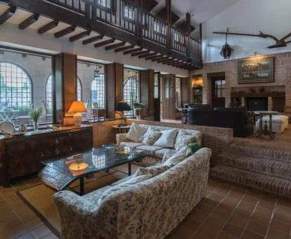 Amplio espacio de uso compartido con sofás de este acogedor hotel rural.