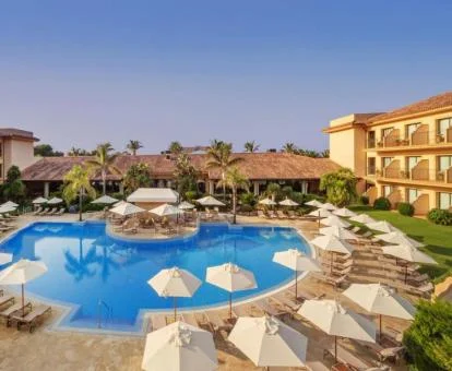 Gran piscina rodeada de tumbonas de este hotel con encanto.