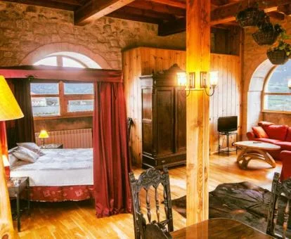 Una de las coquetas habitaciones de estilo tradicional de este hotel rural.