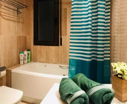 Bañera de hidromasaje privada en el baño de este apartamento independiente.