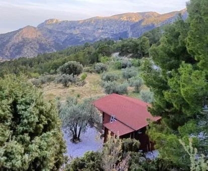 Una de las acogedoras cabañas independientes en plena naturaleza de este establecimiento.