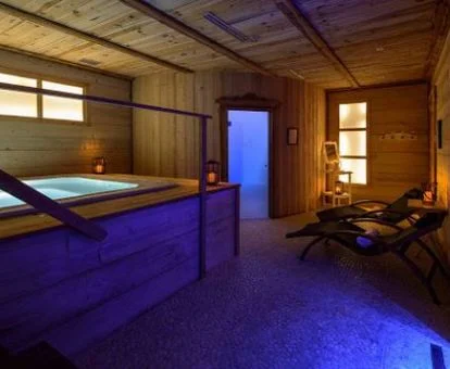Instalaciones de bienestar con jacuzzi y zona de relajación del spa del hotel.